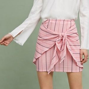Anthropologie Pink Tie Waist Skirt Size M